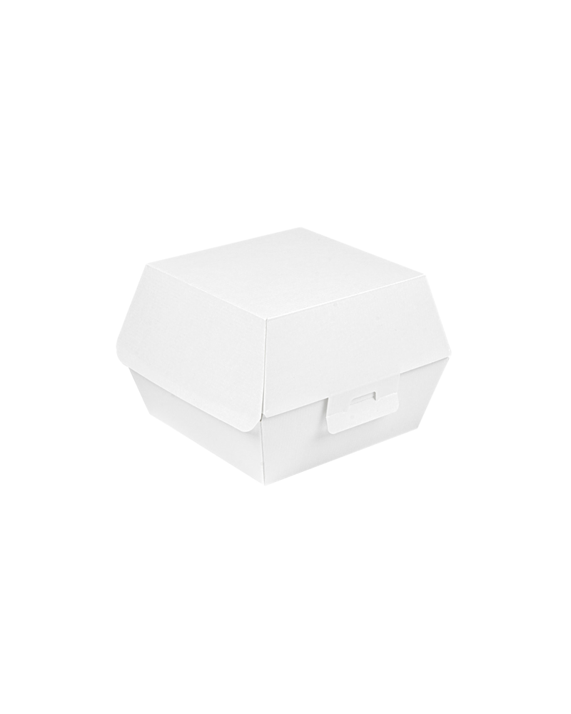 CAJA CARTÓN BLANCO ONDULADO HAMBURGUESA 14´4X13´6X9´2 cm (500
