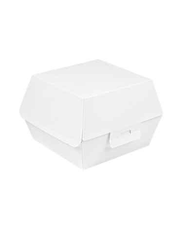 CAJA CARTÓN BLANCO ONDULADO HAMBURGUESA 14´4X13´6X9´2 cm (500