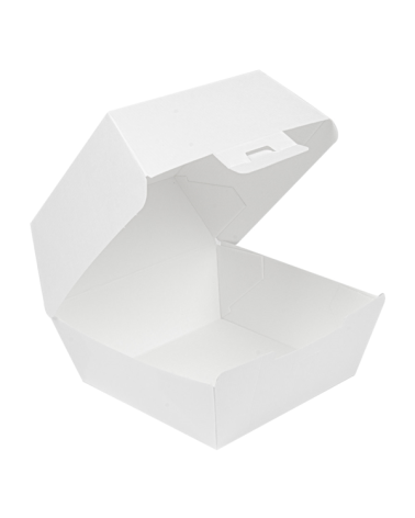 CAJA CARTÓN BLANCO ONDULADO HAMBURGUESA 14´4X13´6X9´2 cm (500