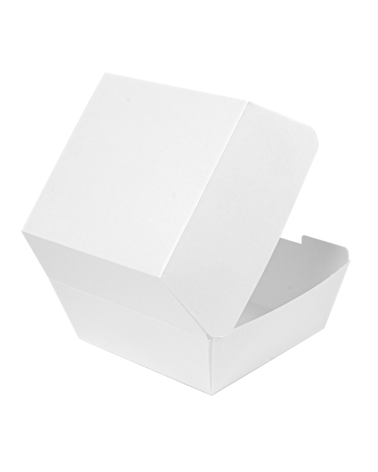 CAJA CARTÓN BLANCO ONDULADO HAMBURGUESA 14´4X13´6X9´2 cm (500