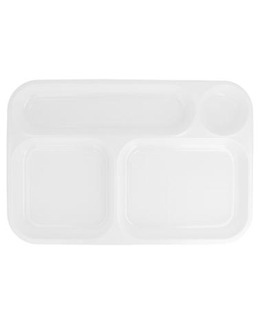 BANDEJAS PARA LLEVAR - 4 COMP. 36x24 CM BLANCO PS (300 Und Caja
