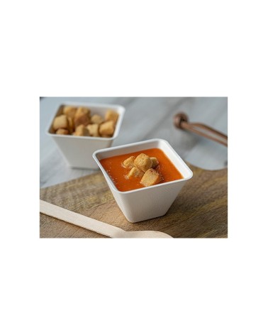 MINI BOWL CUADRADO CAÑA DE AZUCAR BLANCO. 