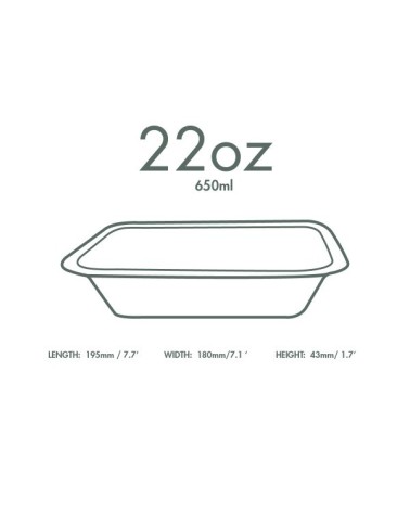 ENVASE RECTANGULAR CAÑA DE AZÚCAR BLANCO 650 ml- 22 oz (600 Und