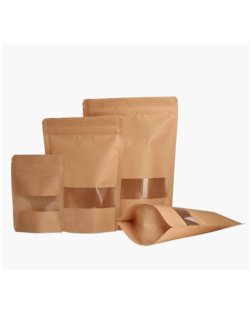 BOLSA DOYPACK KRAFT CON VENTANA MARRON 20X30+10 (500 UDS/Caja)