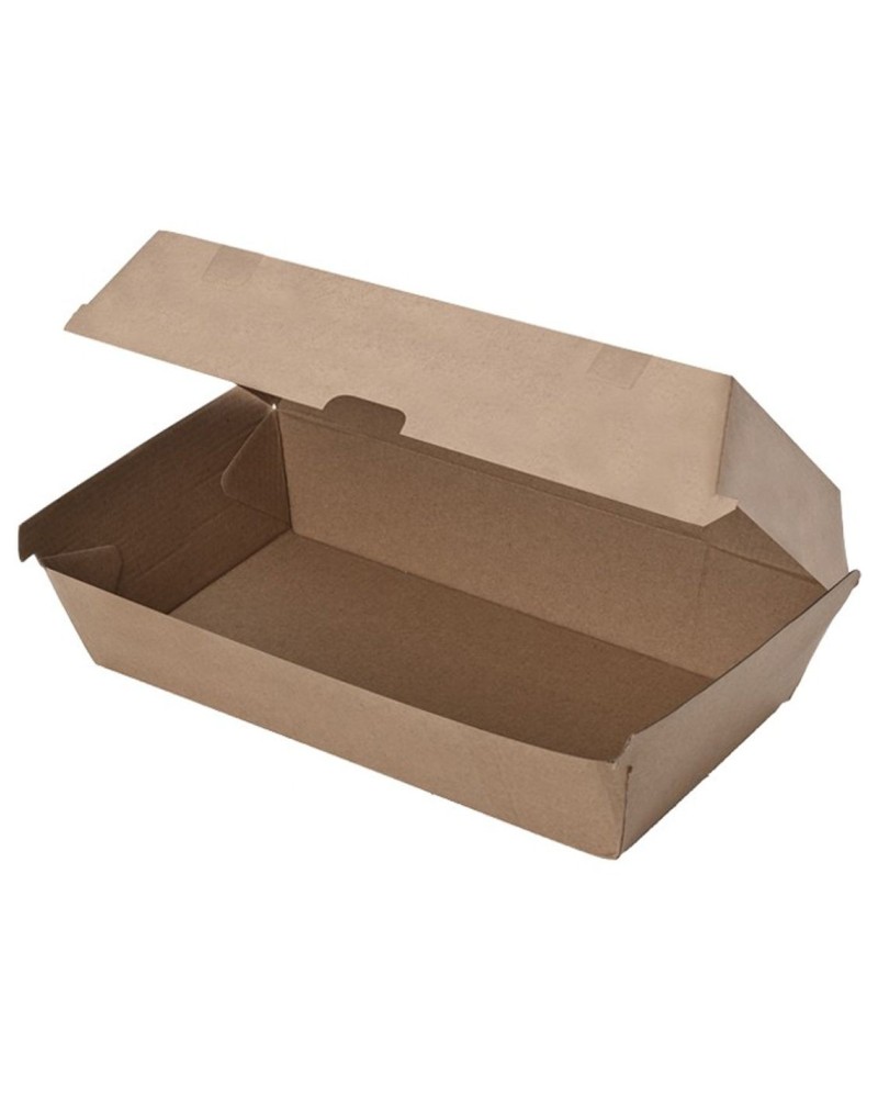 CAJA CARTÓN KRAFT MICRO HAMBURGUESA DOBLE 245 x 147 x 77 mm