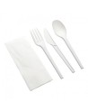 SET CUCHILLO + TENEDOR + CUCHARA SOPERA MAÍZ + SERVILLETA KRAFT