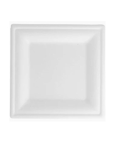 PLATO CUADRADO CAÑA DE AZÚCAR BLANCO 16x16x7 cm (800 Und Caja)