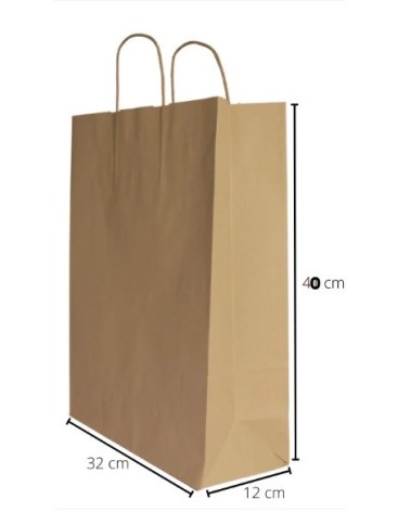 BOLSA PAPEL KRAFT LISO 32+12x40 ASA RETORCIDA (250 und/caja)