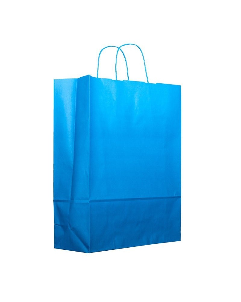 BOLSA DE PAPEL FONDEADO COLOR AZUL CELESTE - VARIAS MEDIDAS -