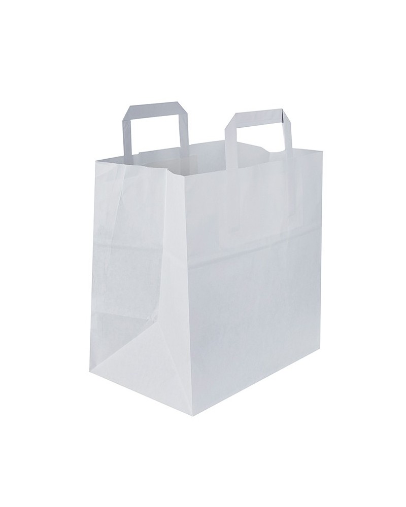 BOLSA PAPEL BLANCO 27+17x28 ASA PLANA (250 Und Caja)