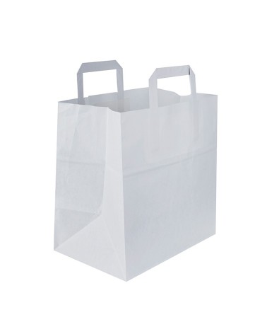 BOLSA PAPEL BLANCO 27+17x28 ASA PLANA (250 Und Caja)
