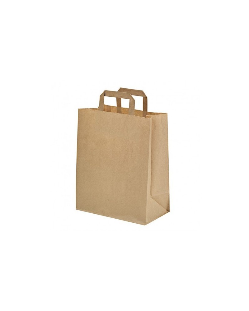 BOLSA PAPEL KRAFT 20+11x28 ASA PLANA (250 Und Caja)