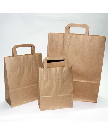BOLSA PAPEL KRAFT 20+11x28 ASA PLANA (250 Und Caja)