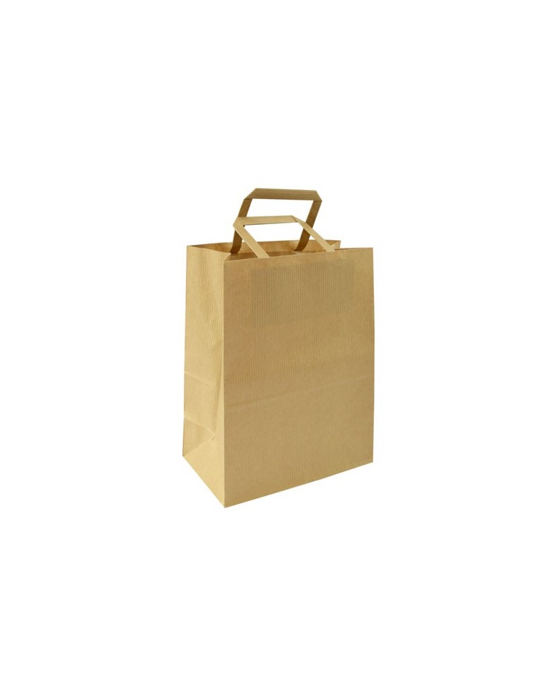 BOLSA PAPEL KRAFT VERJURADO 22+11x32 ASA PLANA (250 Und Caja)