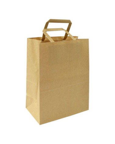 BOLSA PAPEL KRAFT VERJURADO 22+11x32 ASA PLANA (250 Und Caja)
