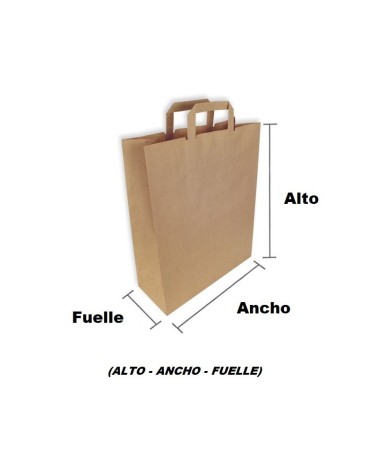 BOLSA PAPEL KRAFT VERJURADO 22+11x32 ASA PLANA (250 Und Caja)