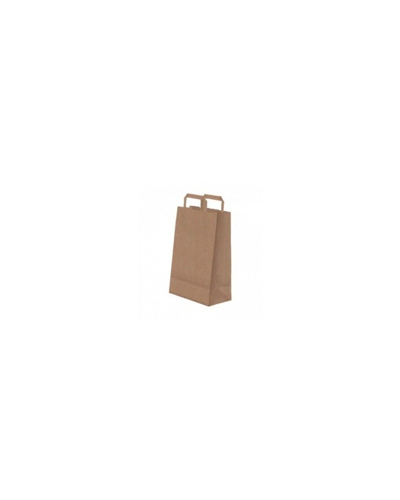 BOLSA PAPEL KRAFT TAKE AWAY 32+12x41 CM ASA PLANA (250 Und Caja)