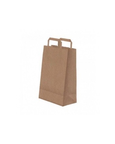 BOLSA PAPEL KRAFT TAKE AWAY 32+12x41 CM ASA PLANA (250 Und Caja)
