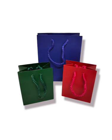 BOLSA LUJO ASA ALGODÓN 20x10x25 cm VARIOS COLORES Y TAMAÑOS -