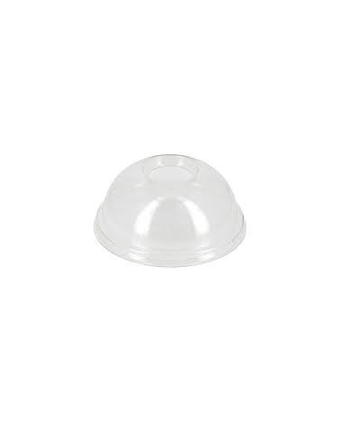 TAPA CUPULA PET TRANSPARENTE ABIERTA PARA VASO PET 12 Y 16 oz