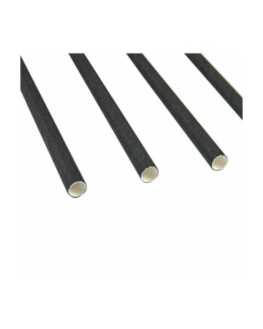 PAQUETE CAÑITA PAJITA RECTA PAPEL NEGRAS (BIODEGRADABLE) 6X20