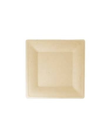 PLATO CARTÓN MARRON CAÑA DE AZUCAR CUADRADO 21X 21 cm (500 Und