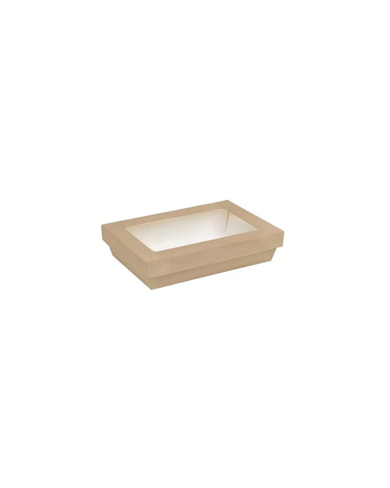 CAJA RECTANGULAR KRAFT CON VENTANA 225x155x50 mm. 