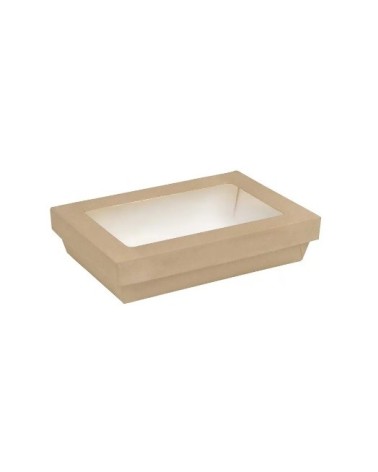 CAJA RECTANGULAR KRAFT CON VENTANA 225x155x50 mm. 