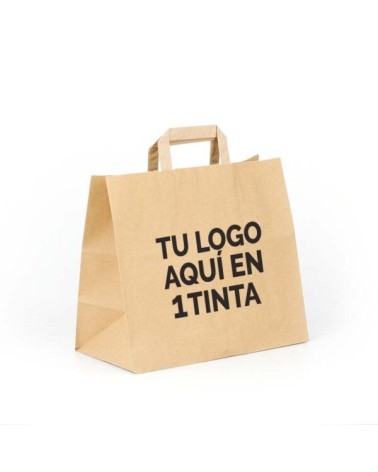 BOLSA PAPEL KRAFT IMPRESA 1 TINTA 90Gr ASA PLANA 32x22x31 Cm -