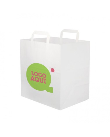 BOLSA BLANCA 80 GR PERSONALIZADA ASA PLANA A 2 CARAS 28+16x29