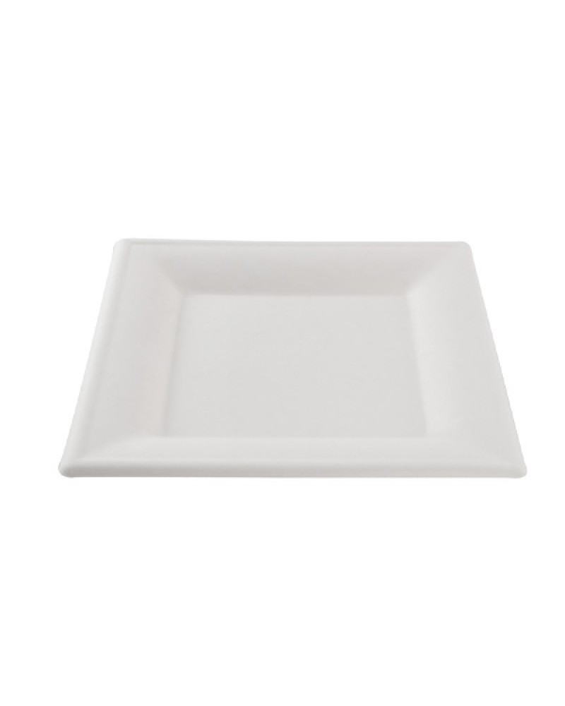 PLATO CUADRADO CAÑA DE AZUCAR BLANCO 24 X 24CM (800 UDS/CJ)