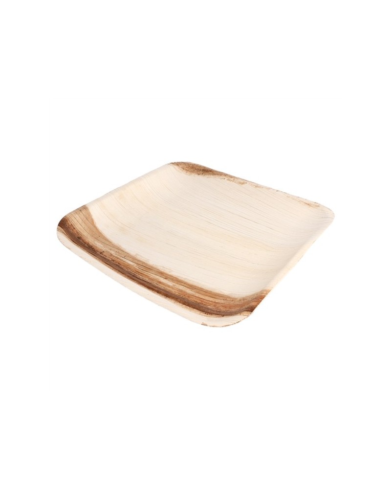 PLATO CUADRADO MADERA NATURAL "ARECA" 24 x 24 x 2 cm. 