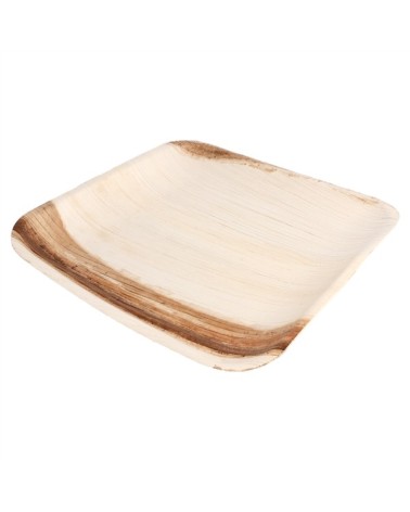 PLATO CUADRADO MADERA NATURAL "ARECA" 24 x 24 x 2 cm. 