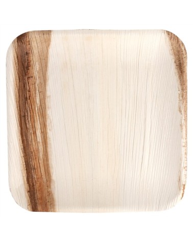 PLATO CUADRADO MADERA NATURAL "ARECA" 24 x 24 x 2 cm. 