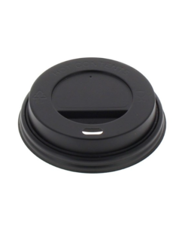 TAPA TRAVEL NEGRA CON AGUJERO Ø 60mm PARA VASO 120 ml REF