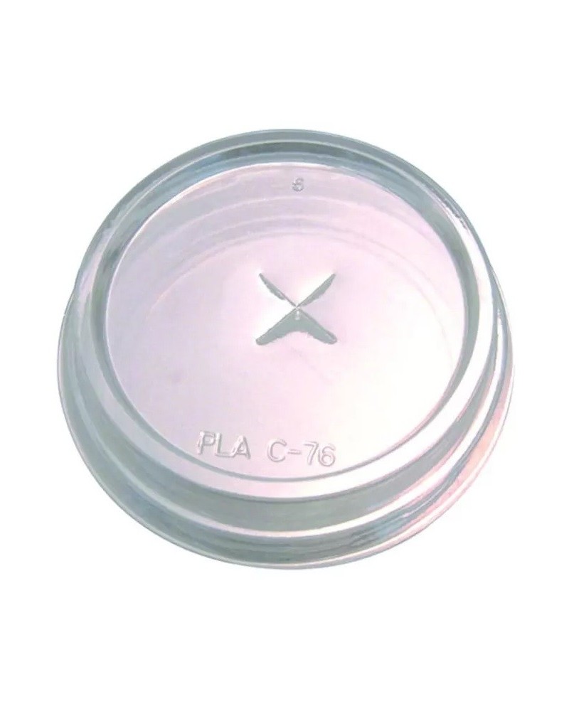 TAPA PLANA PLA TRANSPARENTE CON AGUJERO PRECORTADO (2000 Und