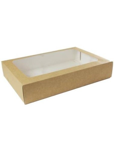 CAJA RECTANGULAR KRAFT CON VENTANA 225x155x50 mm (300 Und Caja)