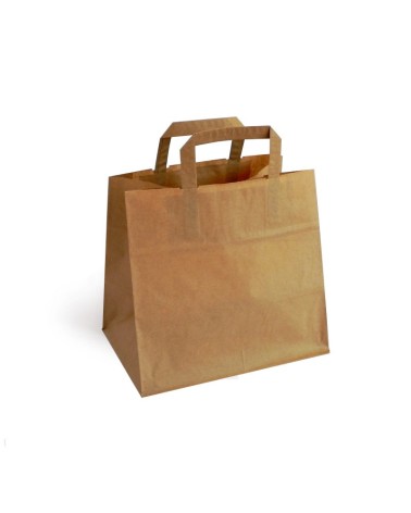 BOLSA PAPEL KRAFT IMPRESA 1 TINTA ASA PLANA 26x18x26 cm