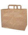 BOLSA PAPEL KRAFT TAKE AWAY 32+22x34 Cm ASA PLANA (250 Und Caja)