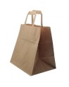 BOLSA PAPEL KRAFT TAKE AWAY 32+22x34 Cm ASA PLANA (250 Und Caja)