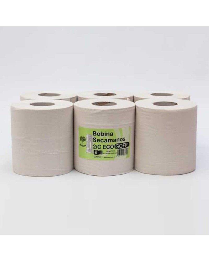 PACK BOBINA SECAMANOS 2 CAPAS ECO GOFRADO 1 KG JACARANDA (6 BOB