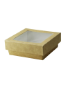 CAJA CUADRADA KRAFT CON VENTANA 500 ml 135X135XX50 mm. 