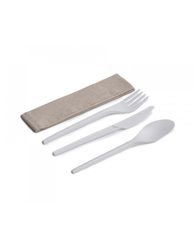 SOBRE KRAFT PORTACUBIERTOS CON CUCHILLO, TENEDOR, CUCHARA PLA +